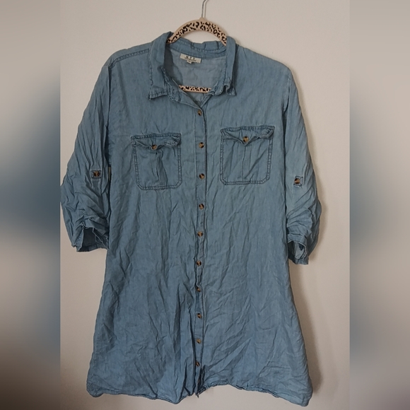 MPH Collection Light Denim Button-Up Dress - Picture 1 of 4